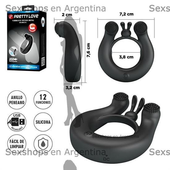 Anillo Vibrador Doble Motor con 12 Modos para Parejas